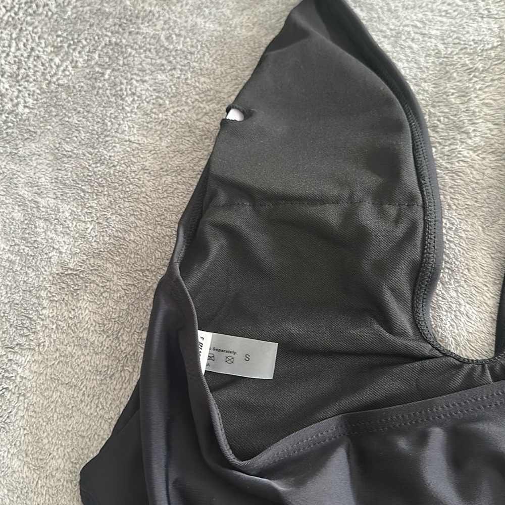 Women’s Black Deep V Low back One-Piece Swimsuit - Picture 3 of 3